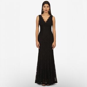 Adrianna Papell Black Lace Maxi Dress